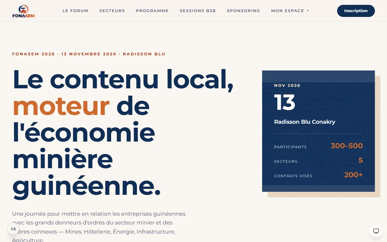 Capture d'écran du site FONASEM 2026